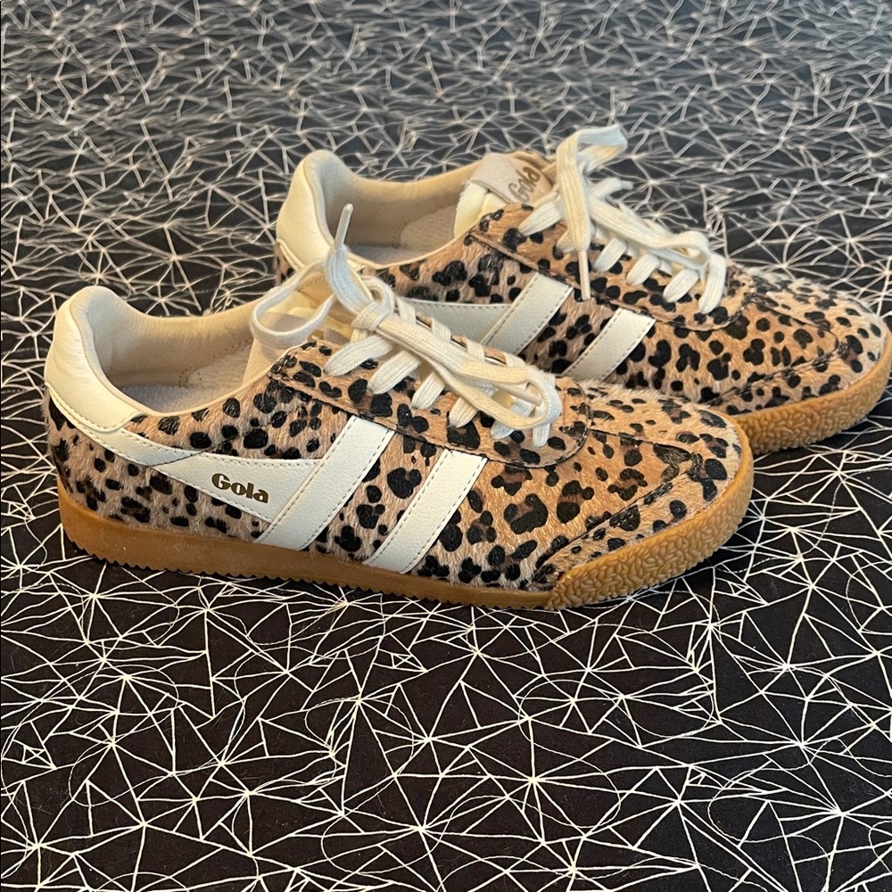 Gola Elan Tan and Black Leopard Sneakers